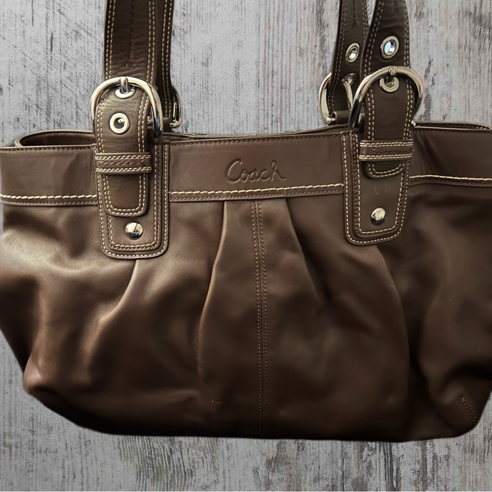 XL Coach Tote, Chocolate Brown